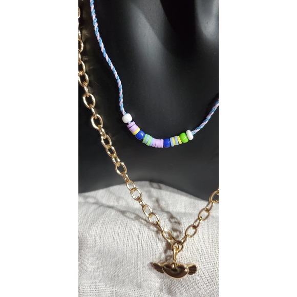 BP @Nordstrom Gold Tone & Beaded Layered Necklace Winged Heart BPJFE26SP21 - Picture 5 of 5